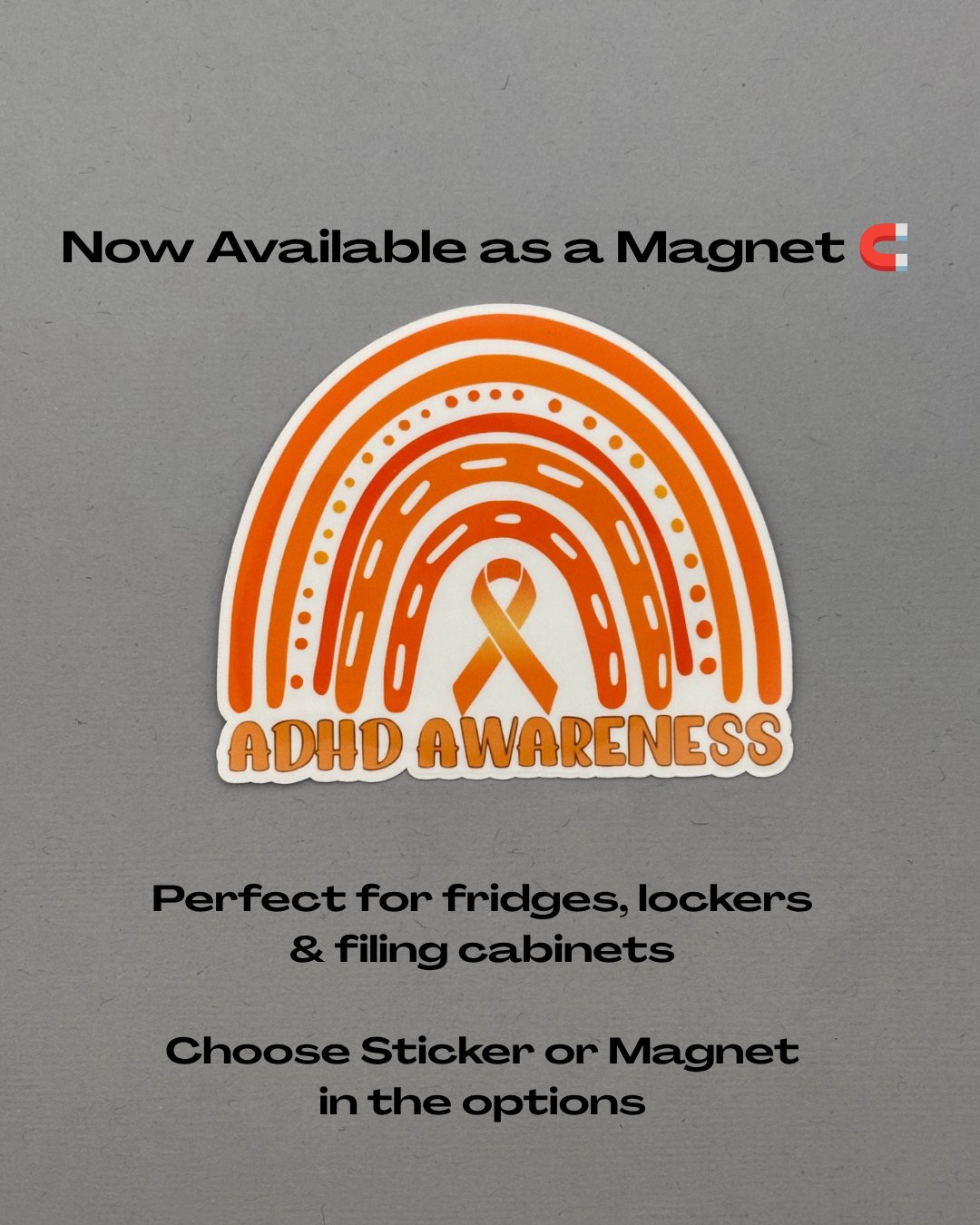 ADHD Awareness Rainbow Sticker or Magnet