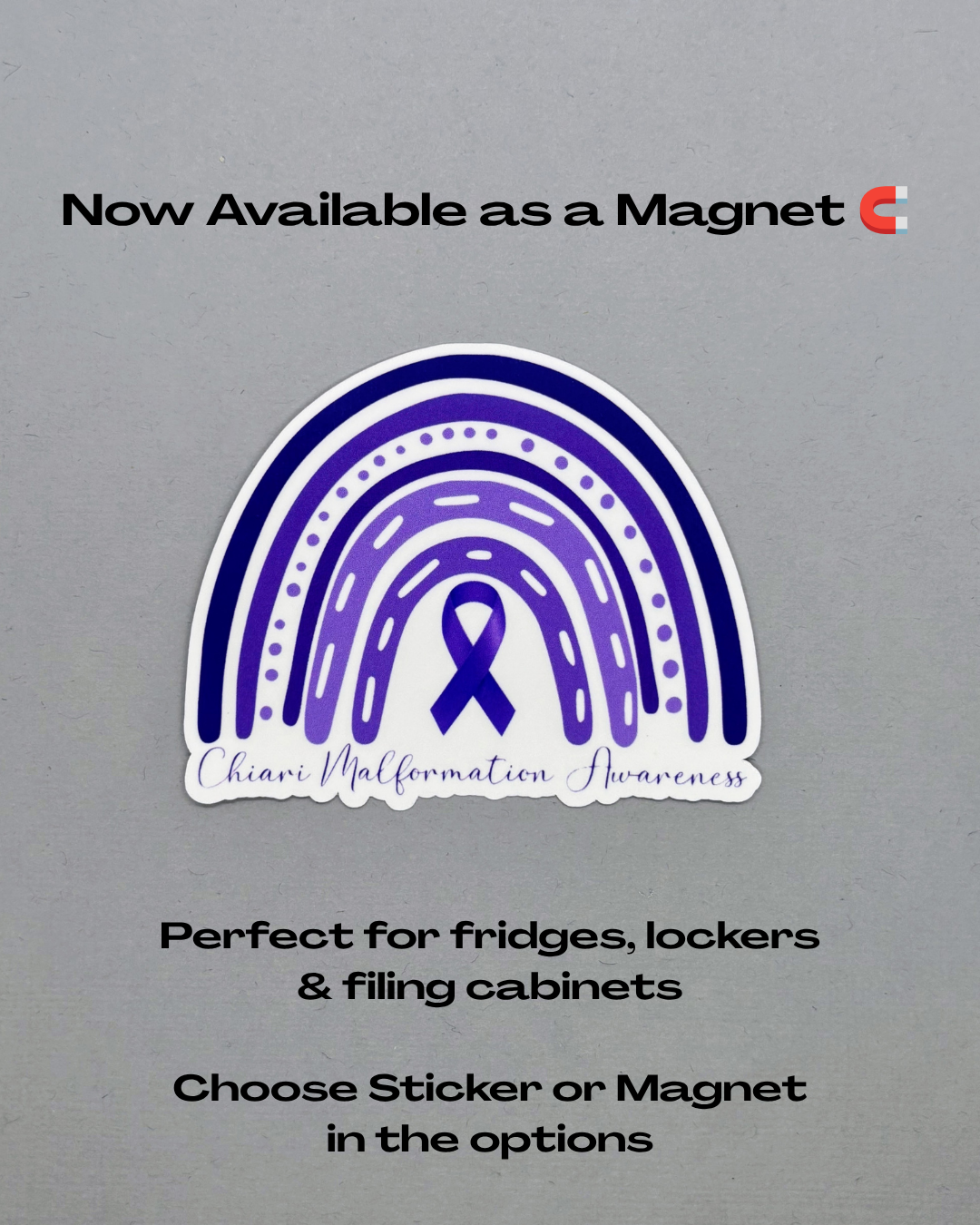 Chiari Malformation Awareness Rainbow Sticker or Magnet