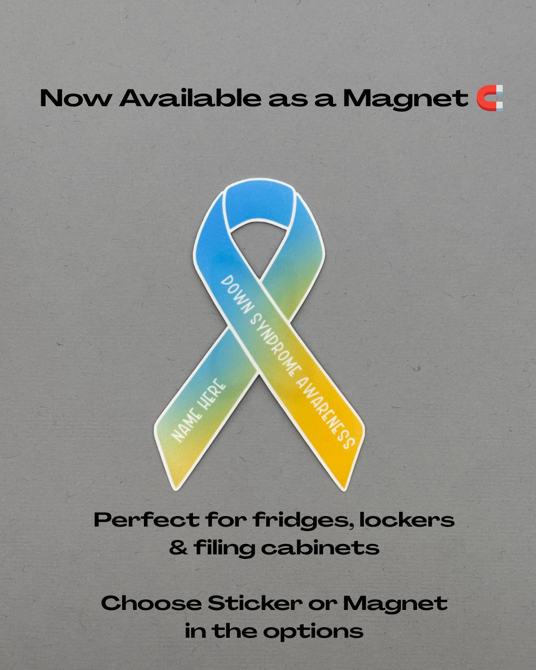Down Syndrome Awareness Custom Ribbon Sticker or Magnet