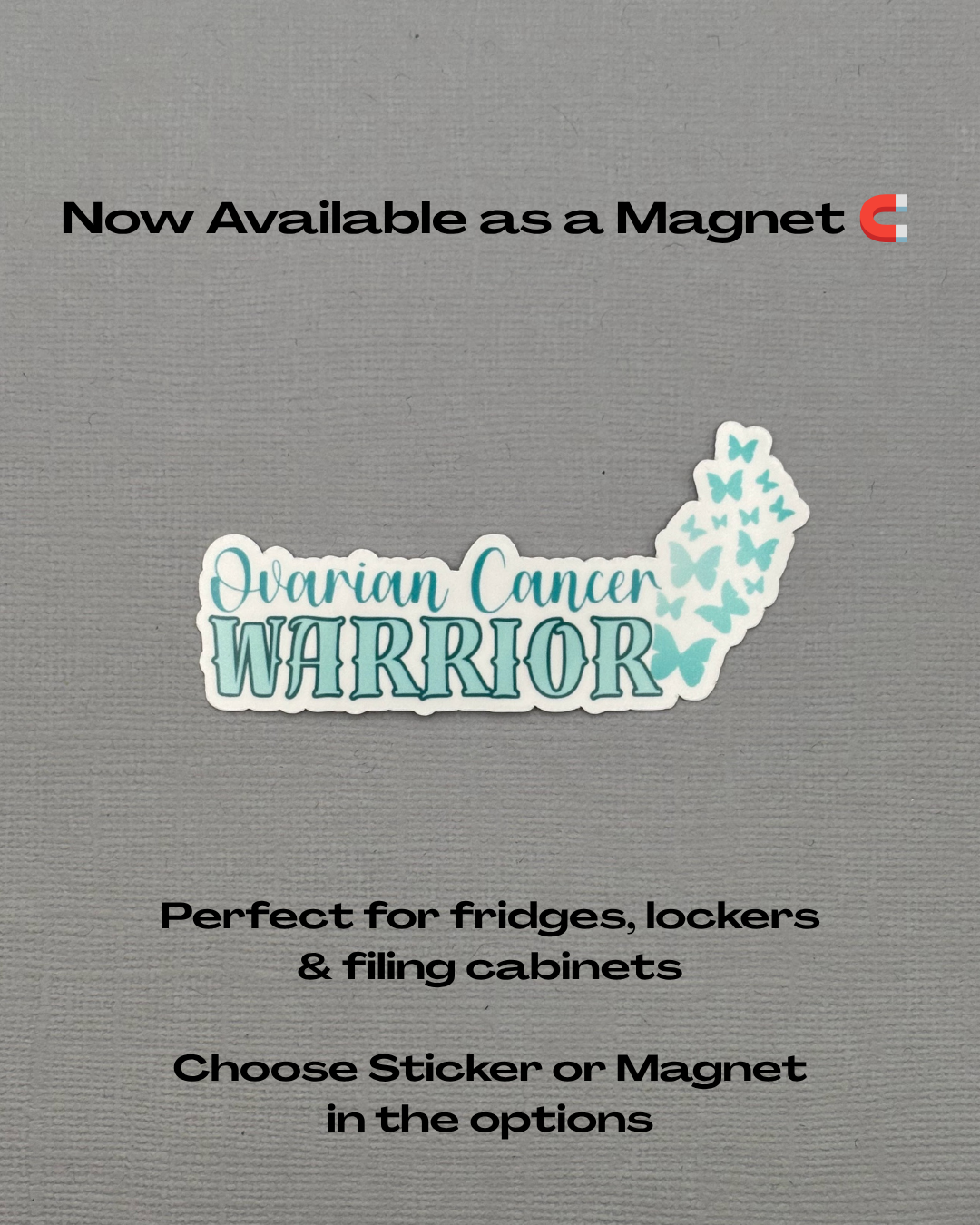 Ovarian Cancer Warrior Butterflies Sticker or Magnet