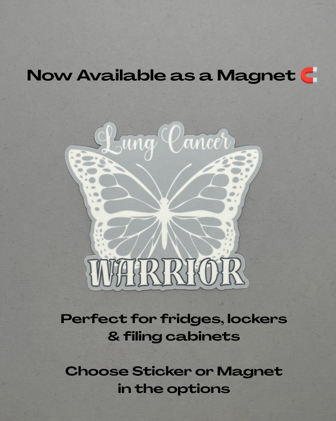 Lung Cancer Warrior Butterfly Sticker or Magnet