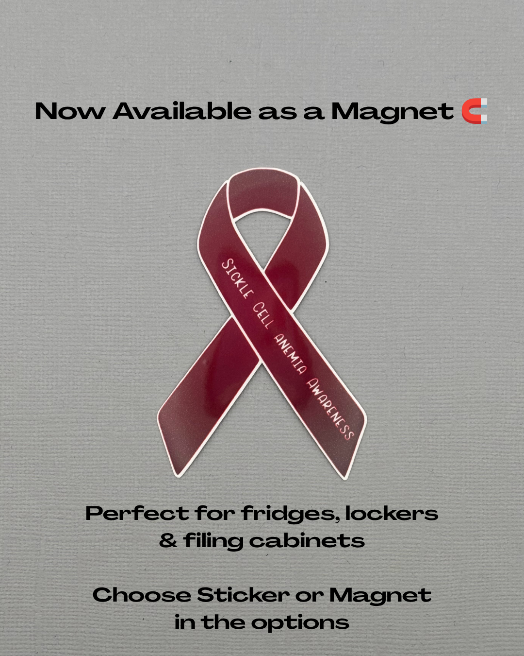 Sickle Cell Anemia Awareness Ribbon Sticker or Magnet