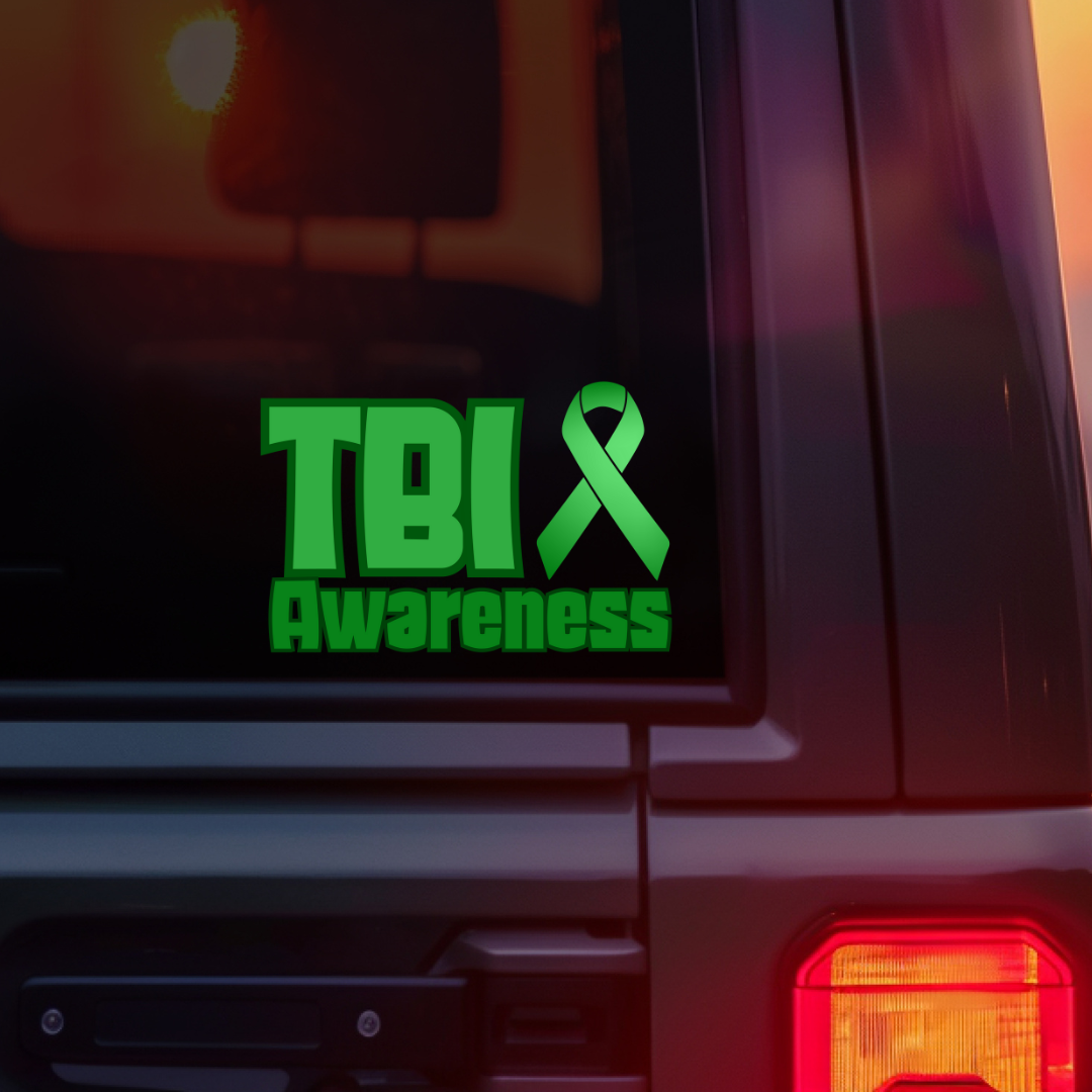 Traumatic Brain Injury Awareness with Ribbon Car Decal – Made with Monday