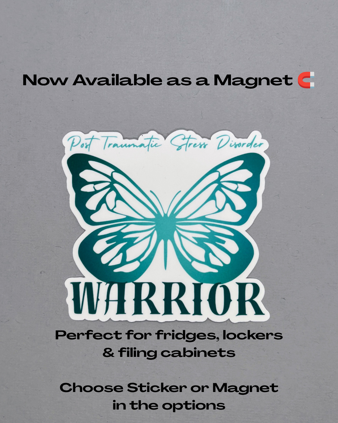 PTSD Warrior Butterfly Sticker or Magnet