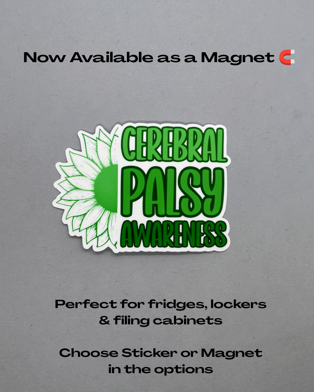 Cerebral Palsy Awareness Sunflower Sticker or Magnet