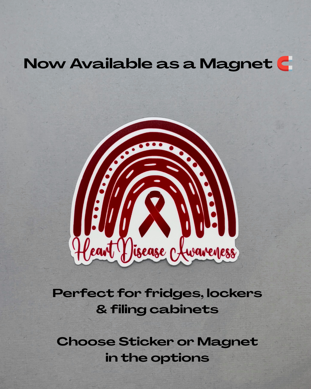 Heart Disease Awareness Rainbow Sticker or Magnet