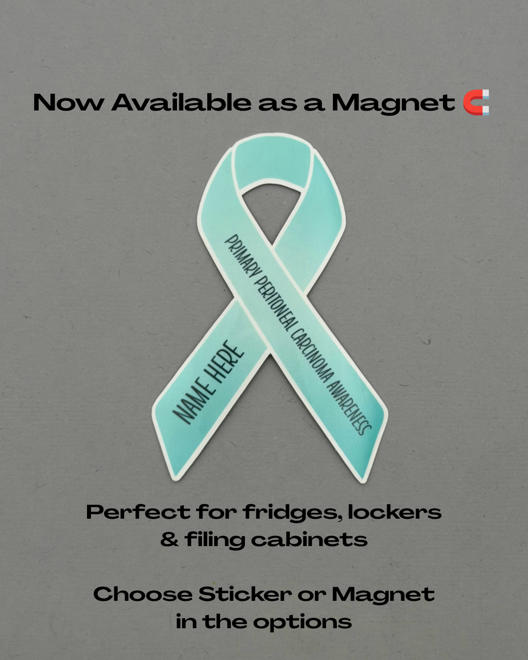 Primary Peritoneal Carcinoma Awareness Custom Ribbon Sticker or Magnet