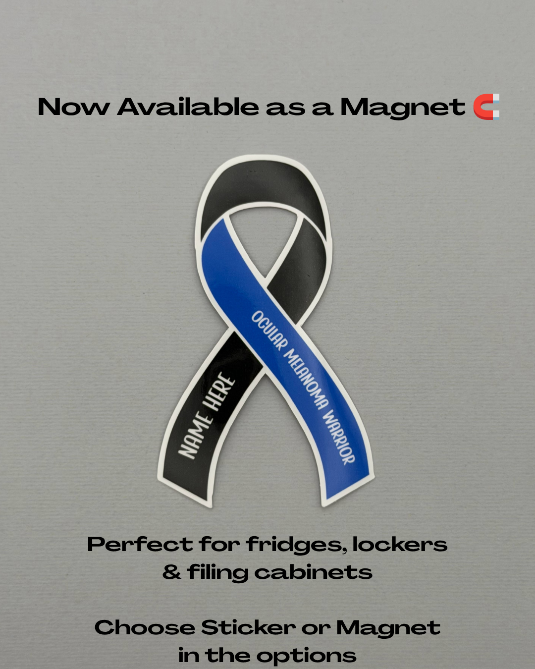 Ocular Melanoma Warrior Custom Ribbon Sticker or Magnet