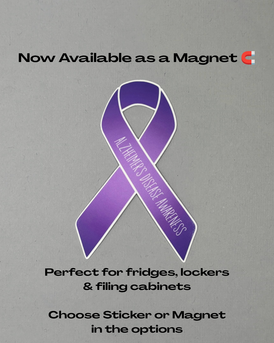 Alzheimer's Disease Awareness Ribbon Sticker or Magnet