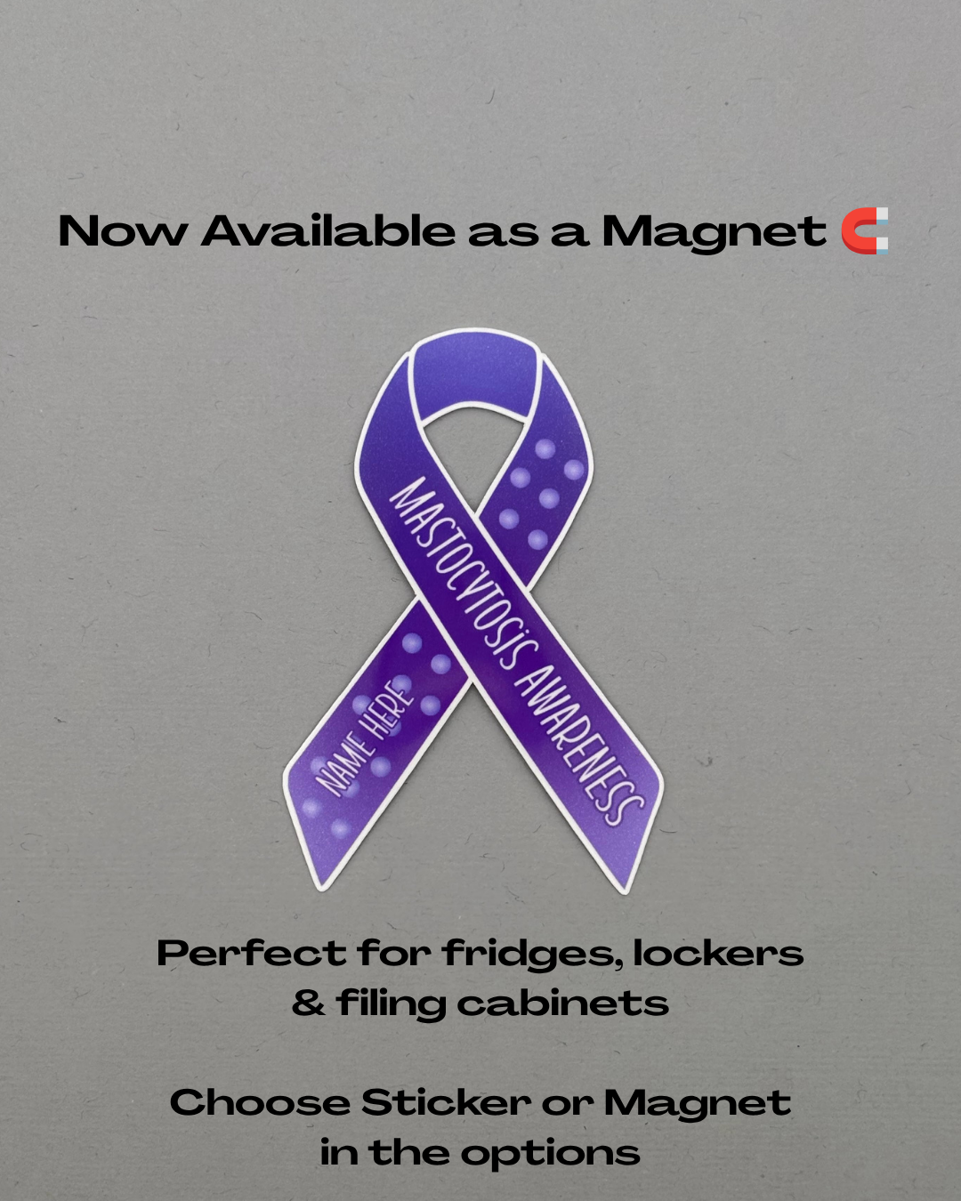 Mastocytosis Awareness Custom Ribbon Sticker or Magnet