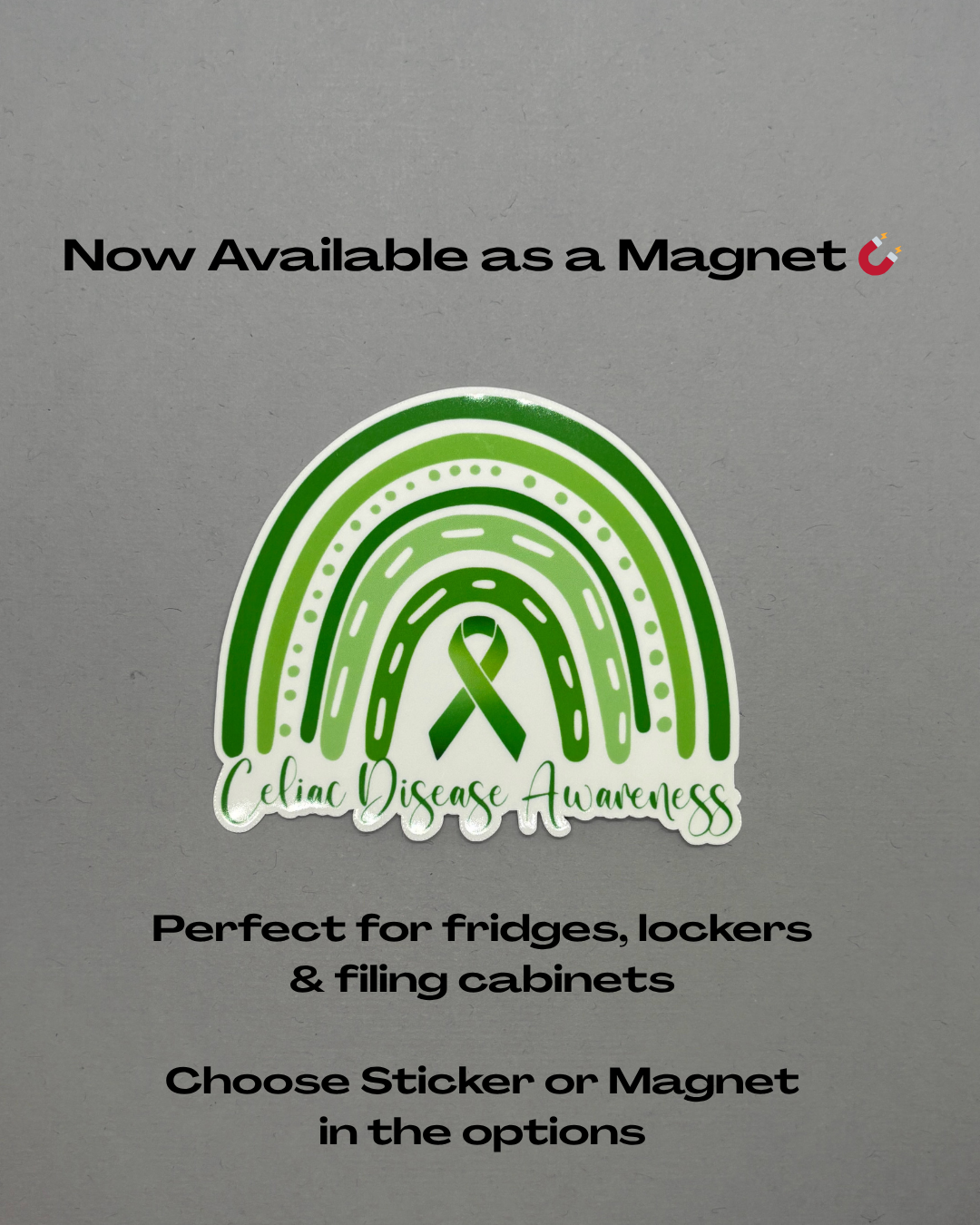 Celiac Disease Awareness Rainbow Sticker or Magnet
