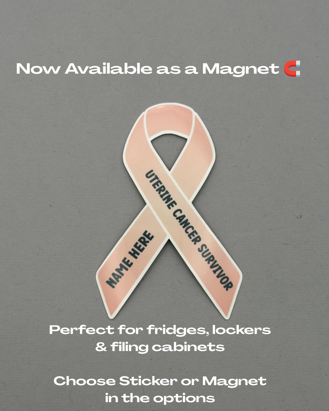 Uterine Cancer Survivor Custom Ribbon Sticker or Magnet