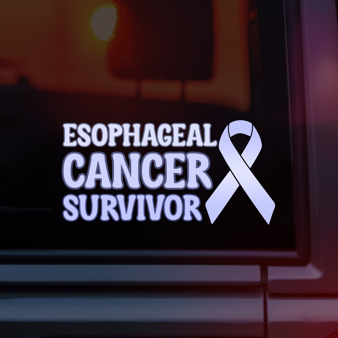 Esophageal Cancer Survivor with Ribbon Car Decal