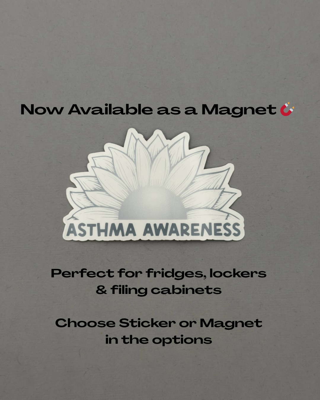 Asthma Awareness Sunflower Sticker or Magnet