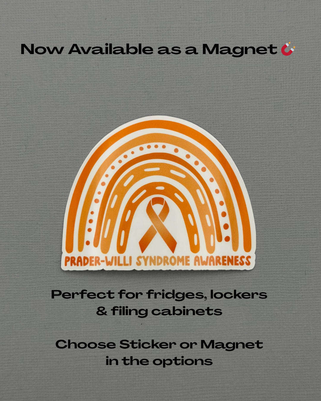 Prader–Willi Syndrome Awareness Rainbow Sticker or Magnet