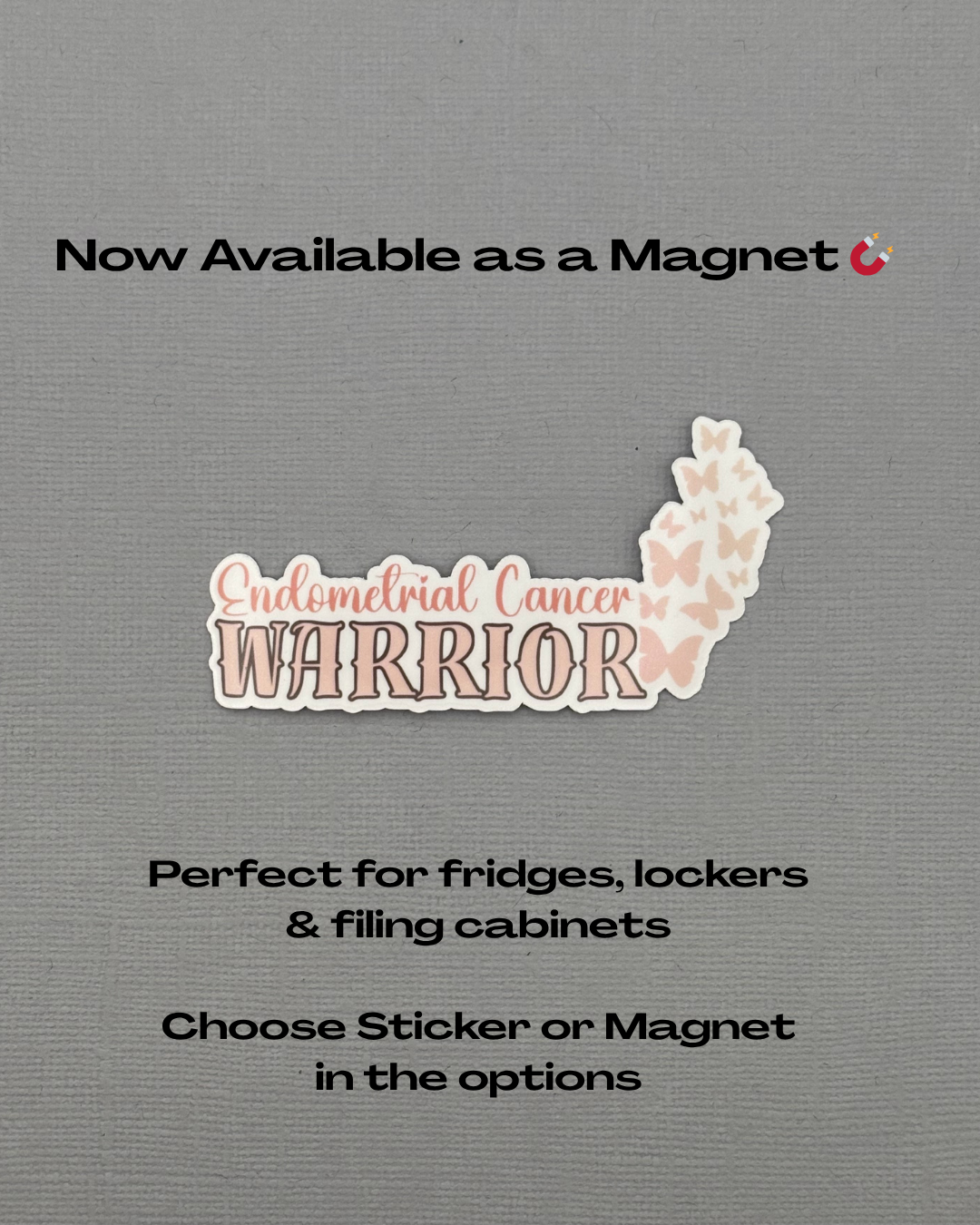 Endometrial Cancer Warrior Butterflies Sticker or Magnet