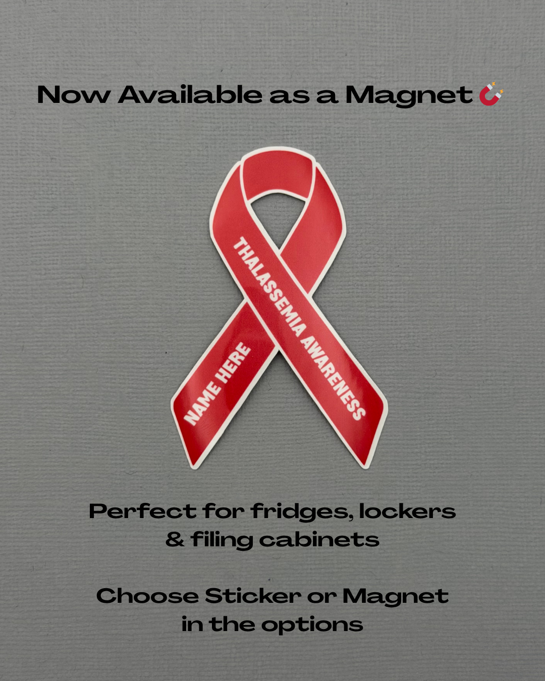 Thalassemia Awareness Custom Ribbon Sticker or Magnet