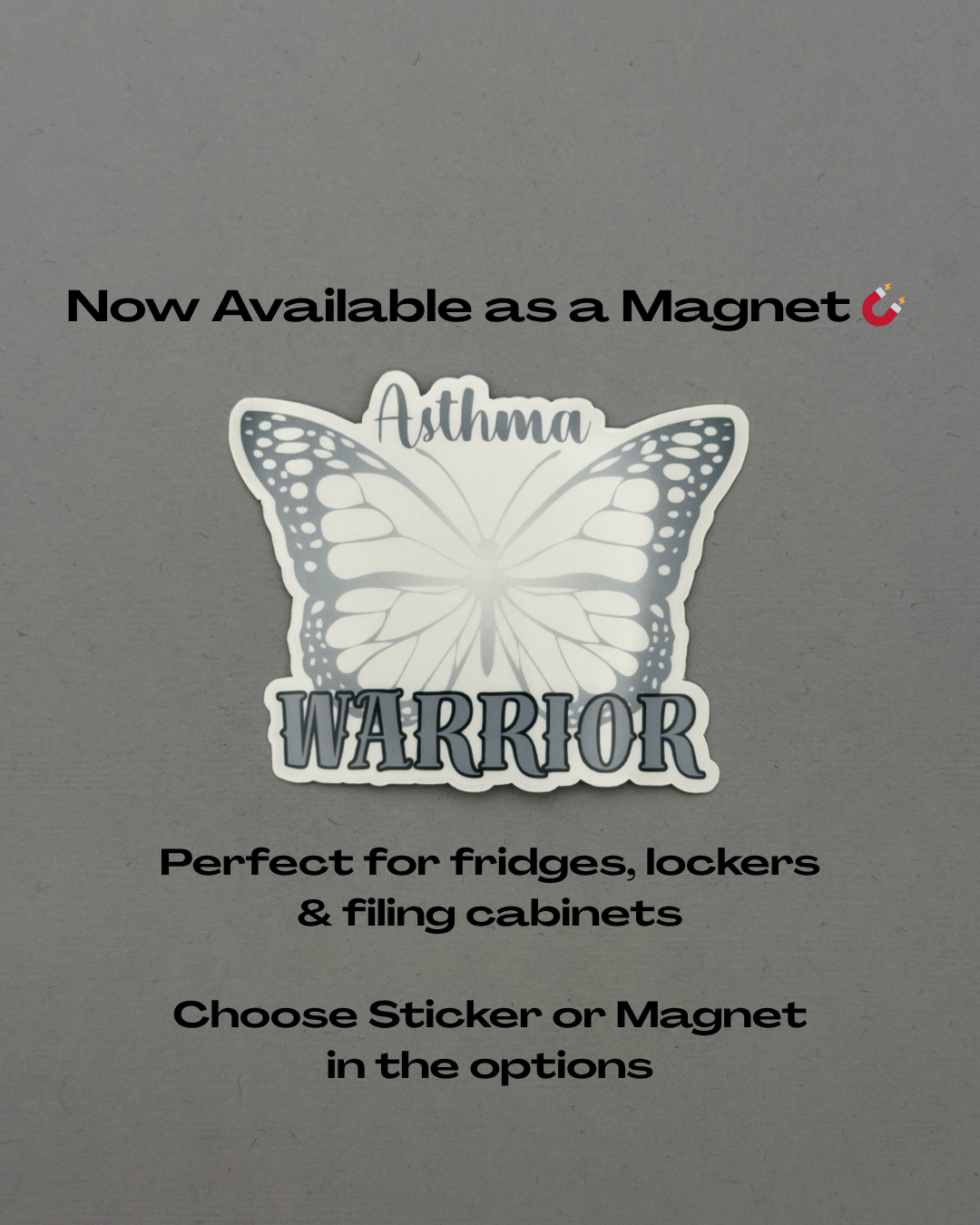 Asthma Warrior Butterfly Sticker or Magnet