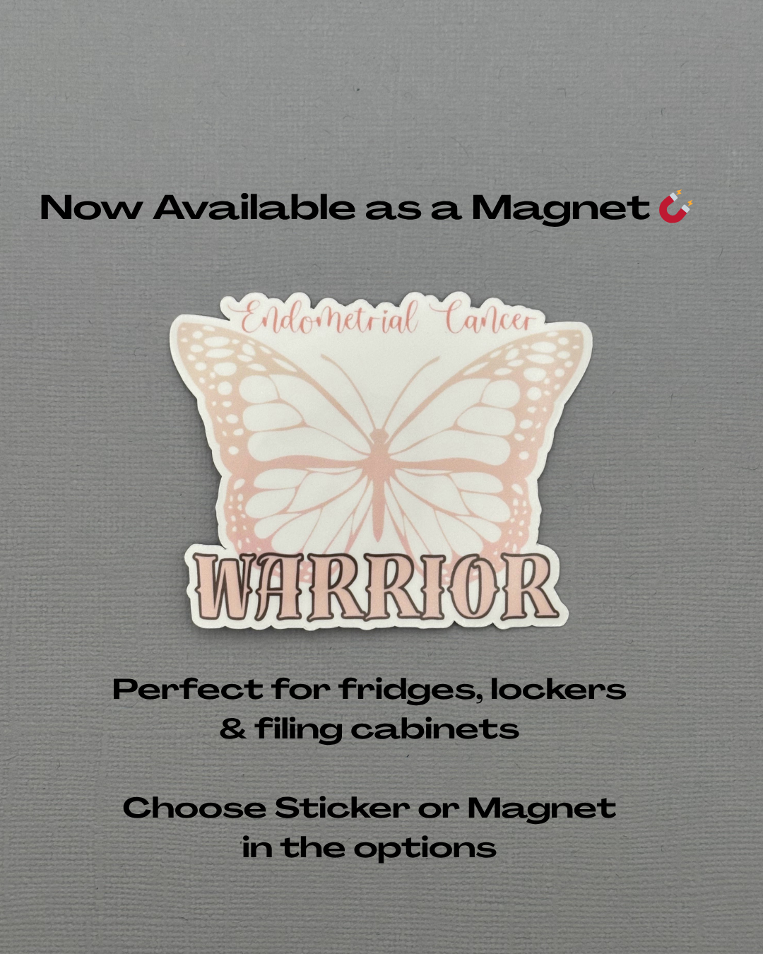 Endometrial Cancer Warrior Butterfly Sticker or Magnet
