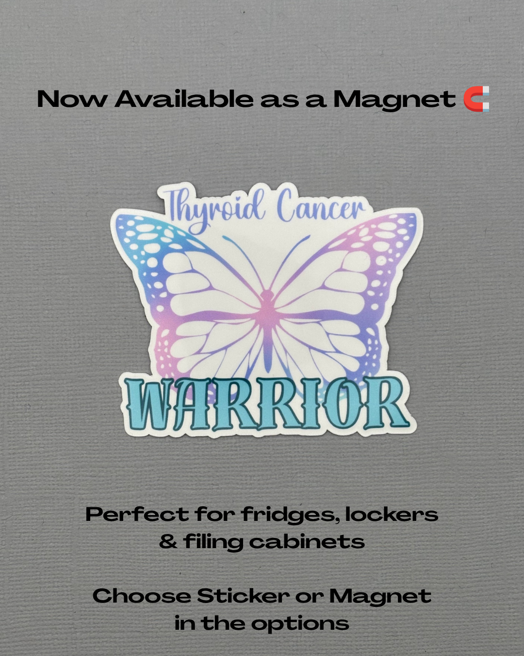Thyroid Cancer Warrior Butterfly Sticker or Magnet