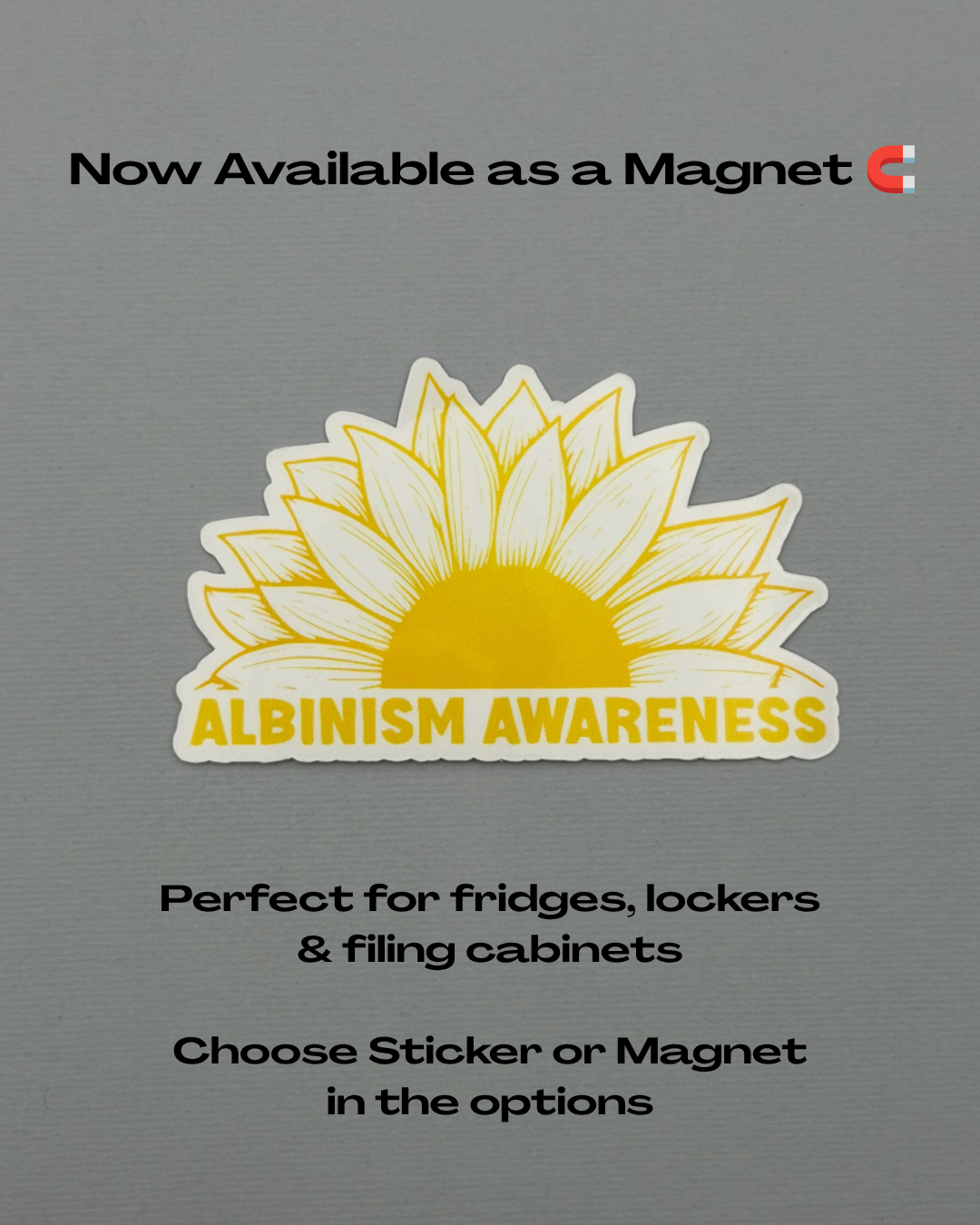 Albinism Awareness Sunflower Sticker or Magnet