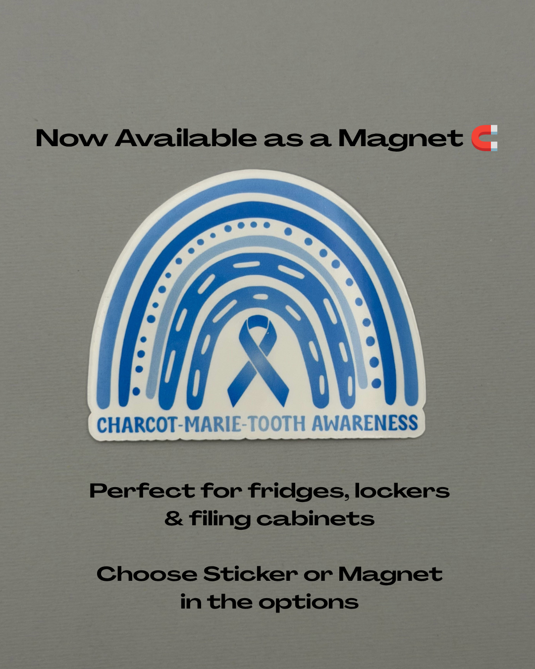 Charcot-Marie-Tooth Awareness Rainbow Sticker or Magnet