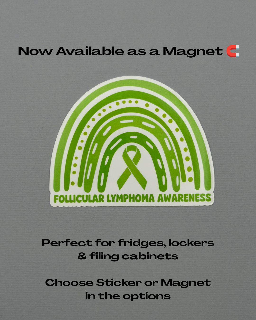 Follicular Lymphoma Awareness Rainbow Sticker or Magnet
