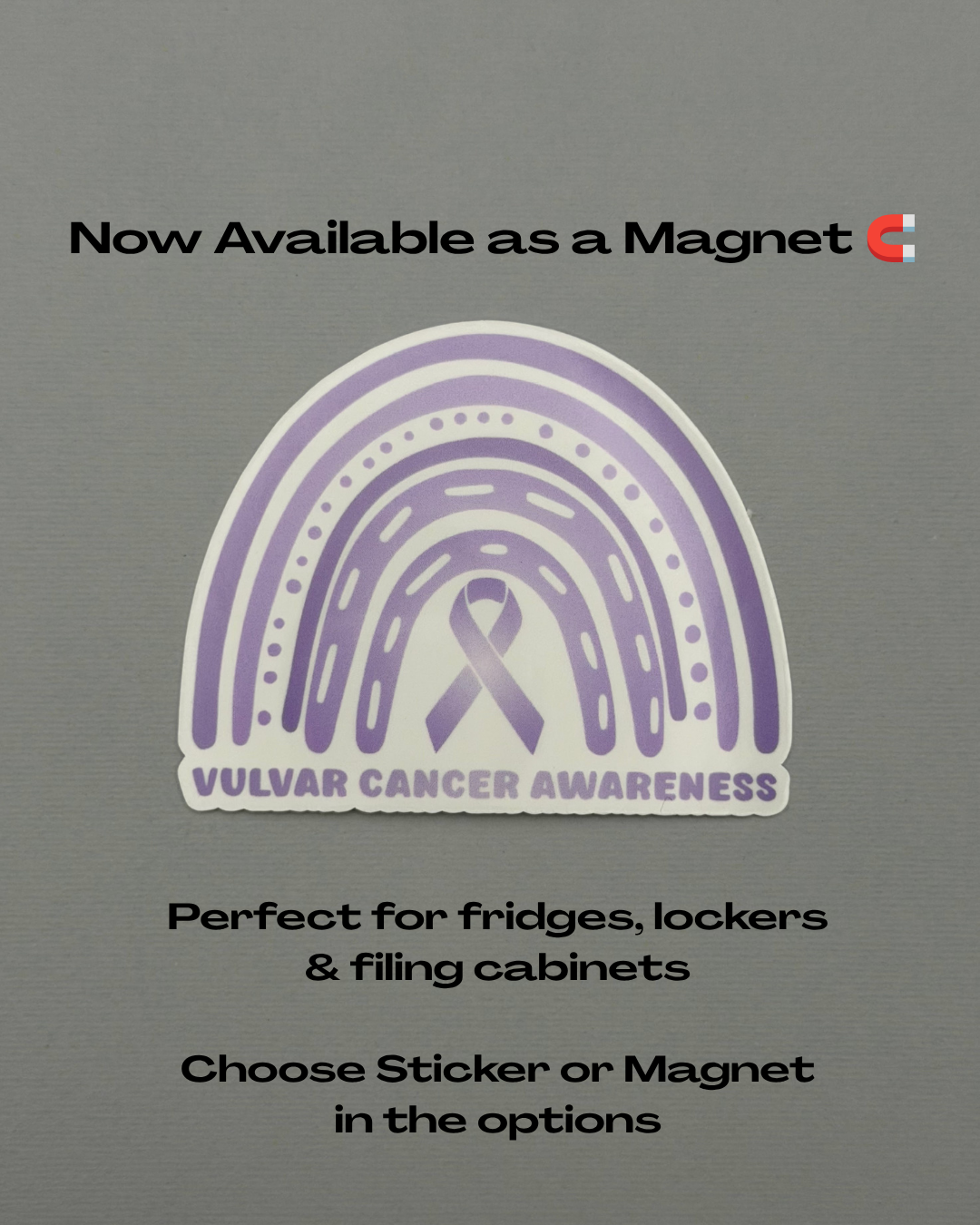 Vulvar Cancer Awareness Rainbow Sticker or Magnet