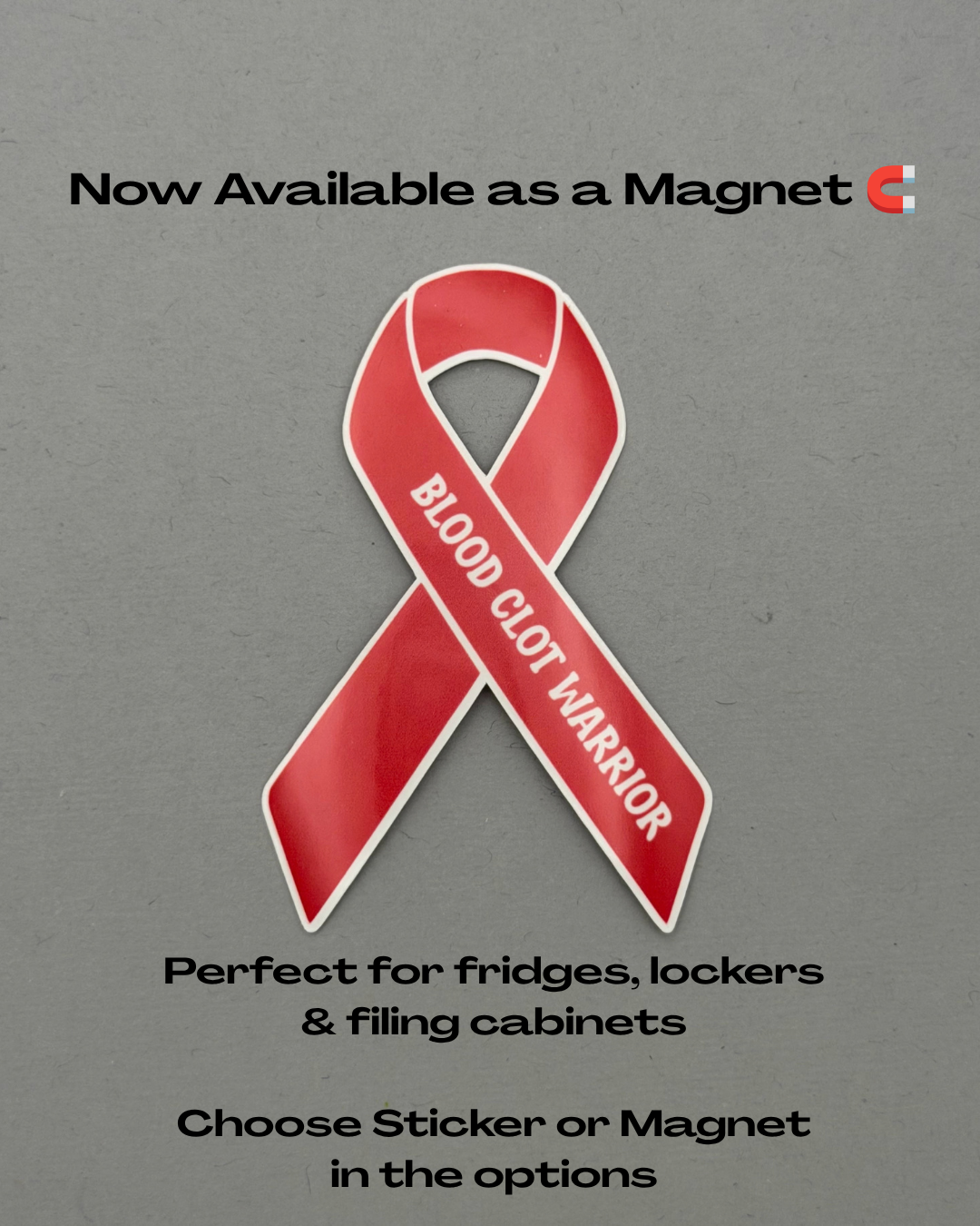 Blood Clot Warrior Ribbon Sticker or Magnet