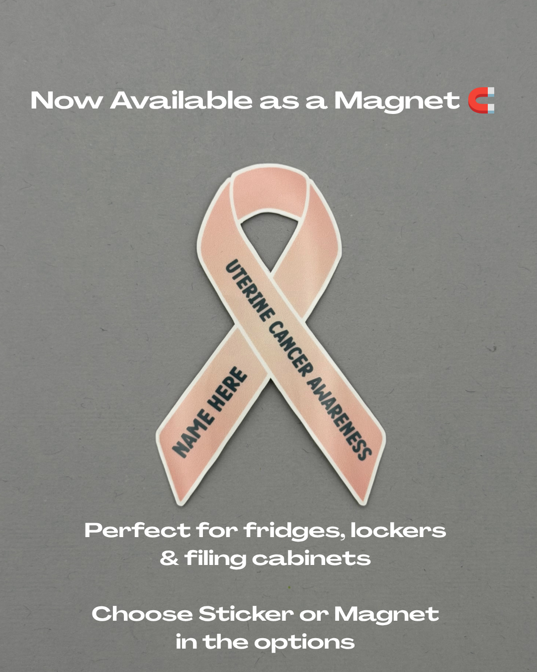 Uterine Cancer Awareness Custom Ribbon Sticker or Magnet