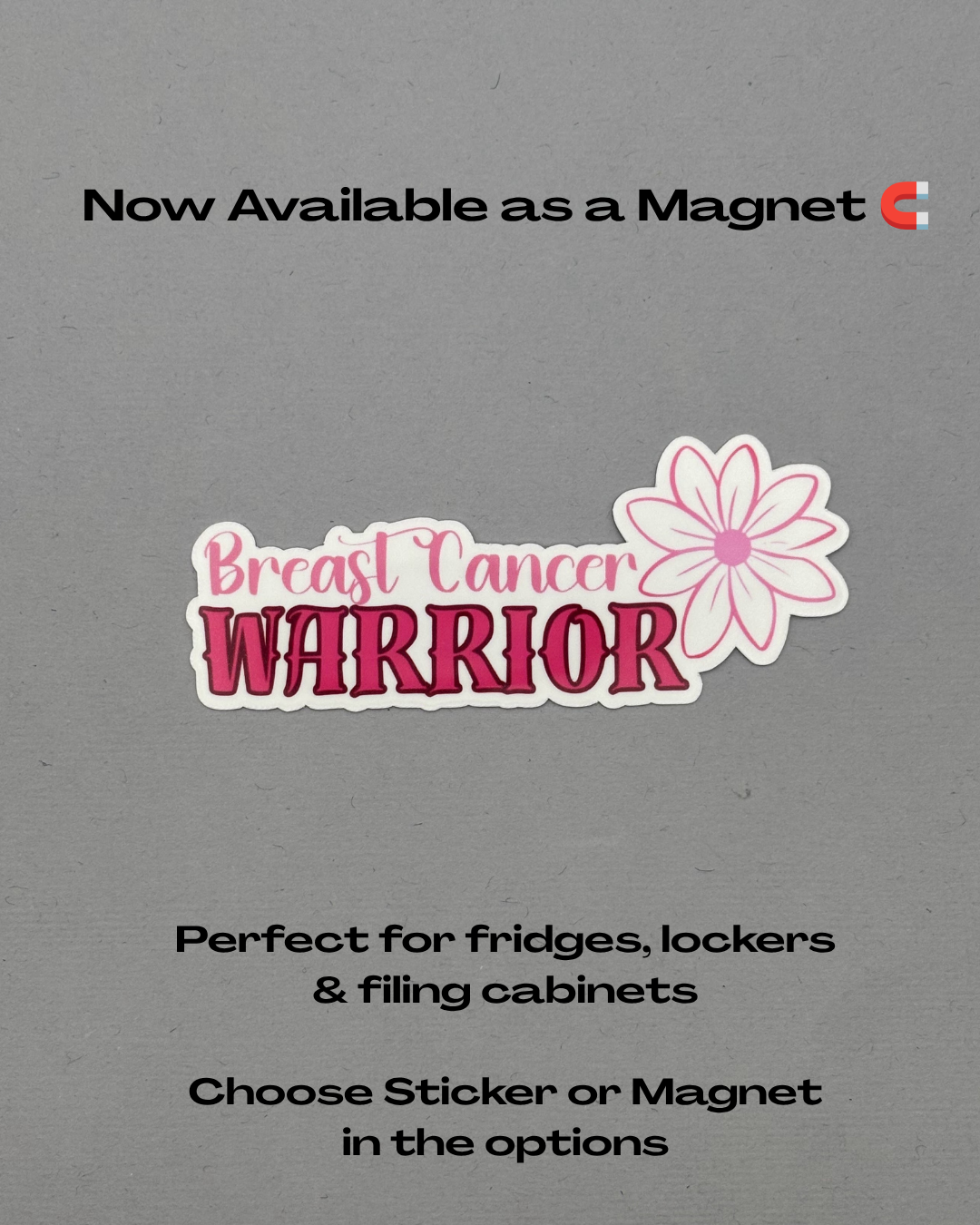 Breast Cancer Warrior Flower Sticker or Magnet