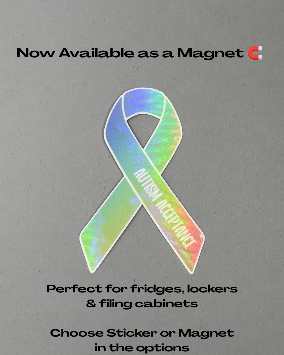 Autism Acceptance Ribbon Holographic Sticker or Magnet