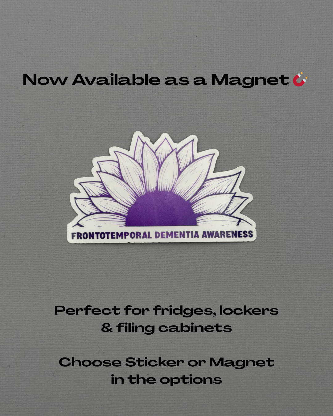 Frontotemporal Dementia Awareness Sunflower Sticker or Magnet