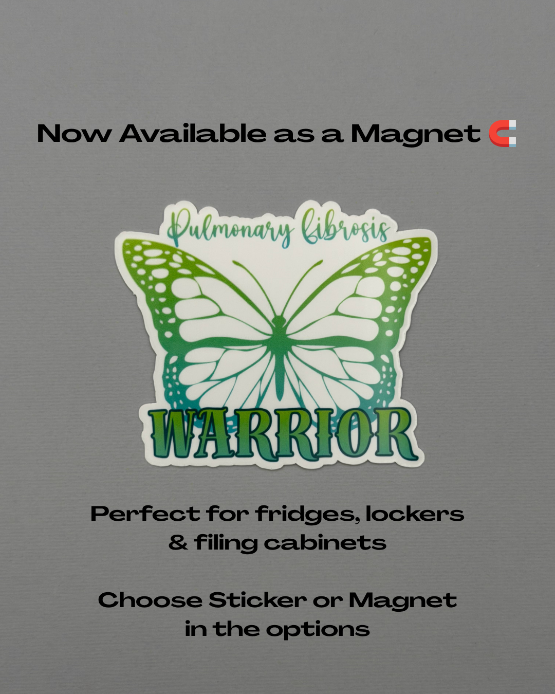 Pulmonary Fibrosis Warrior Butterfly Sticker or Magnet