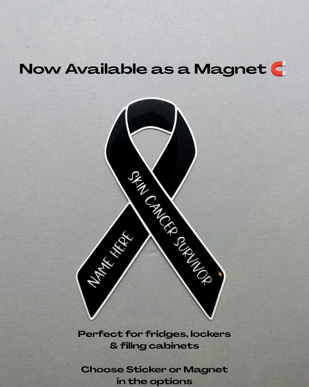Skin Cancer Survivor Custom Ribbon Sticker or Magnet