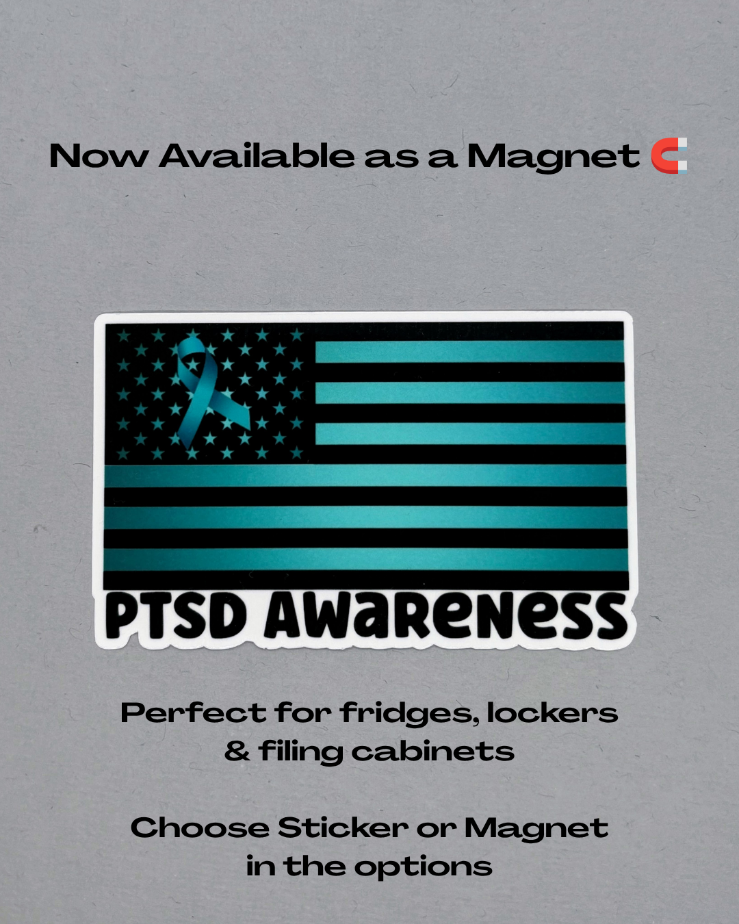 PTSD Awareness American Flag Sticker or Magnet