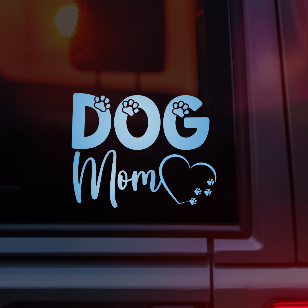 Dog Mom Car Decal - Gradient Blue