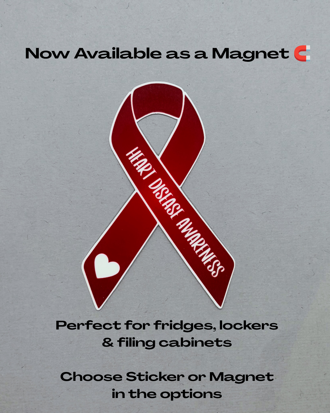 Heart Disease Awareness Ribbon Sticker or Magnet