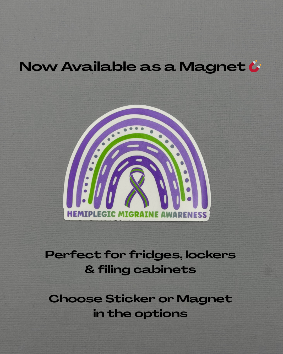 Hemiplegic Migraine Awareness Rainbow Sticker or Magnet
