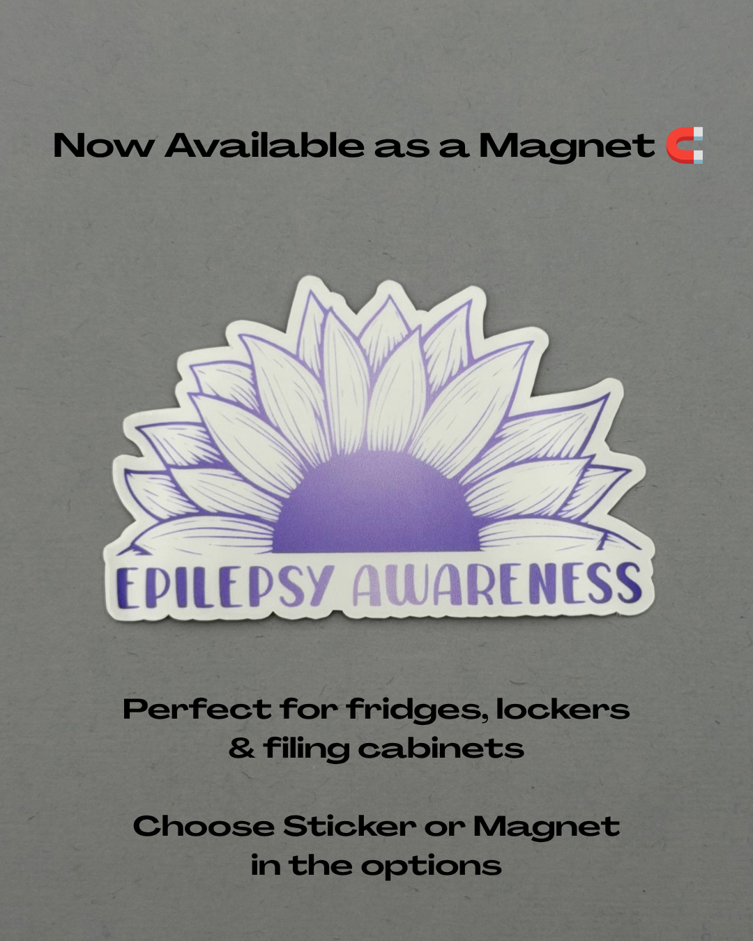 Epilepsy Awareness Sunflower Sticker or Magnet