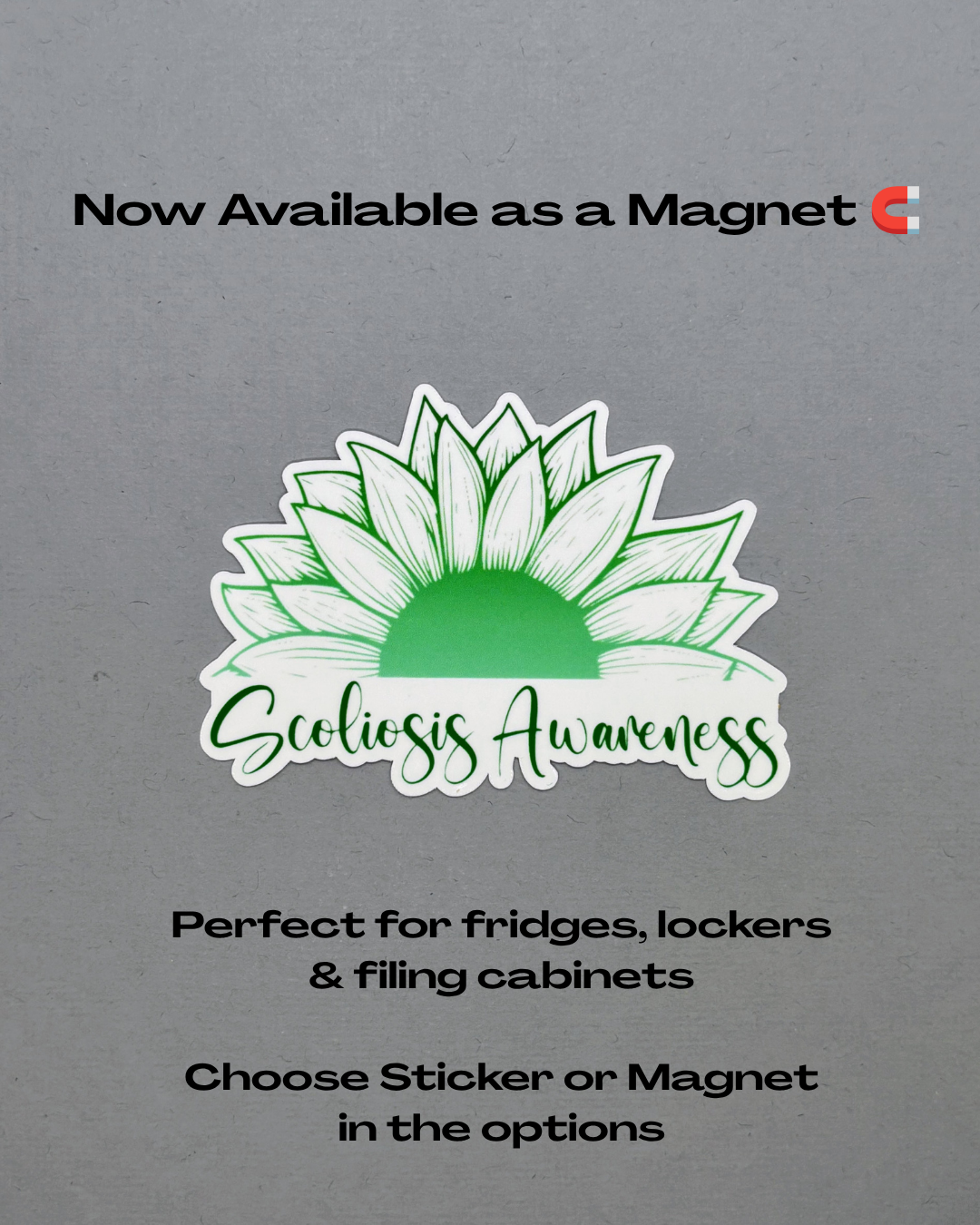 Scoliosis Awareness Sunflower Sticker or Magnet