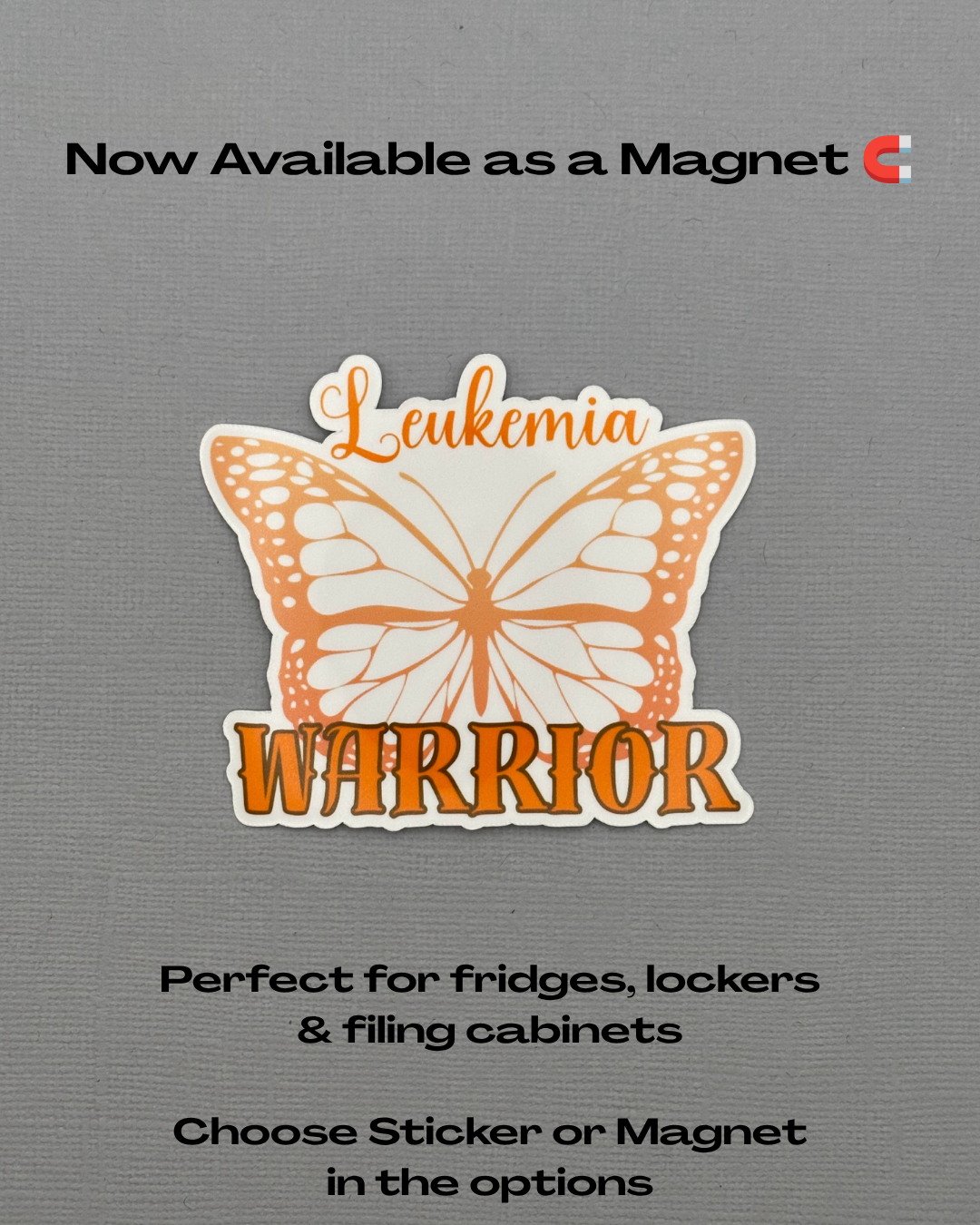 Leukemia Warrior Butterfly Sticker or Magnet