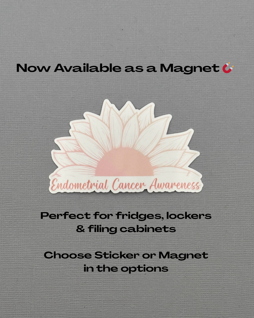 Endometrial Cancer Awareness Sunflower Sticker or Magnet