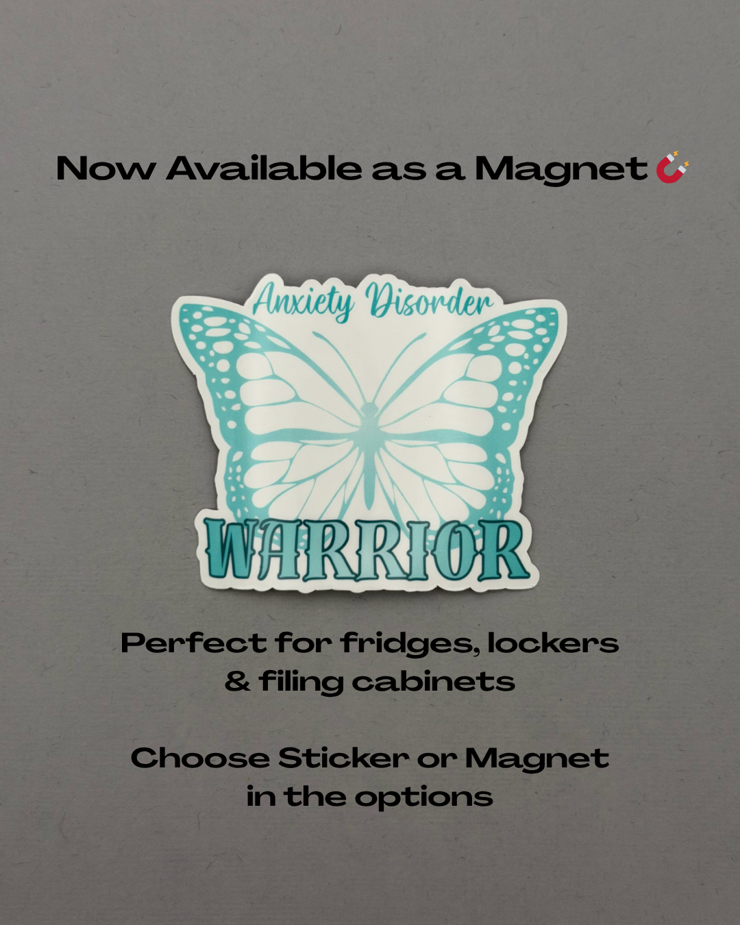 Anxiety Disorder Warrior Butterfly Sticker or Magnet