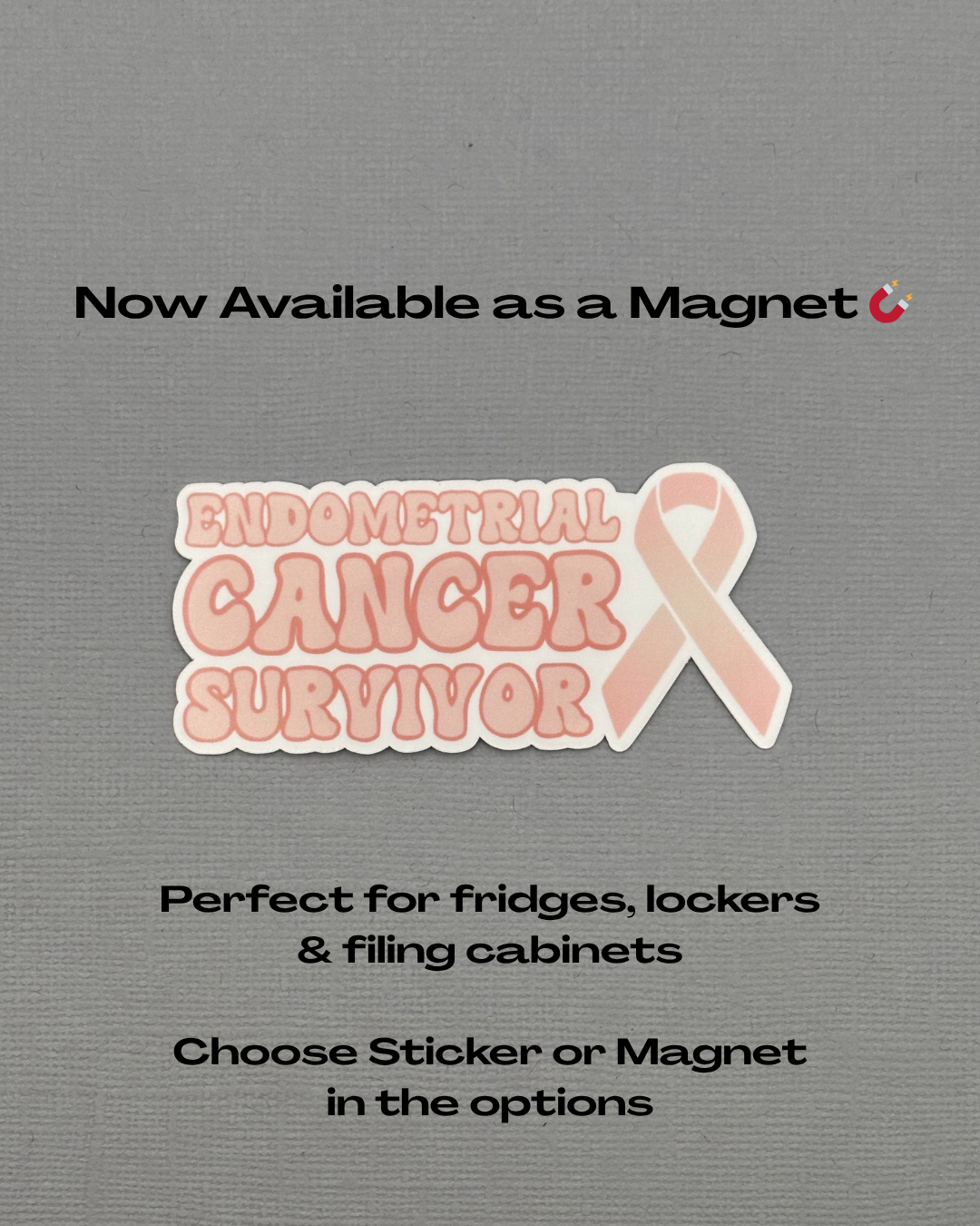 Endometrial Cancer Survivor with Ribbon Sticker or Magnet