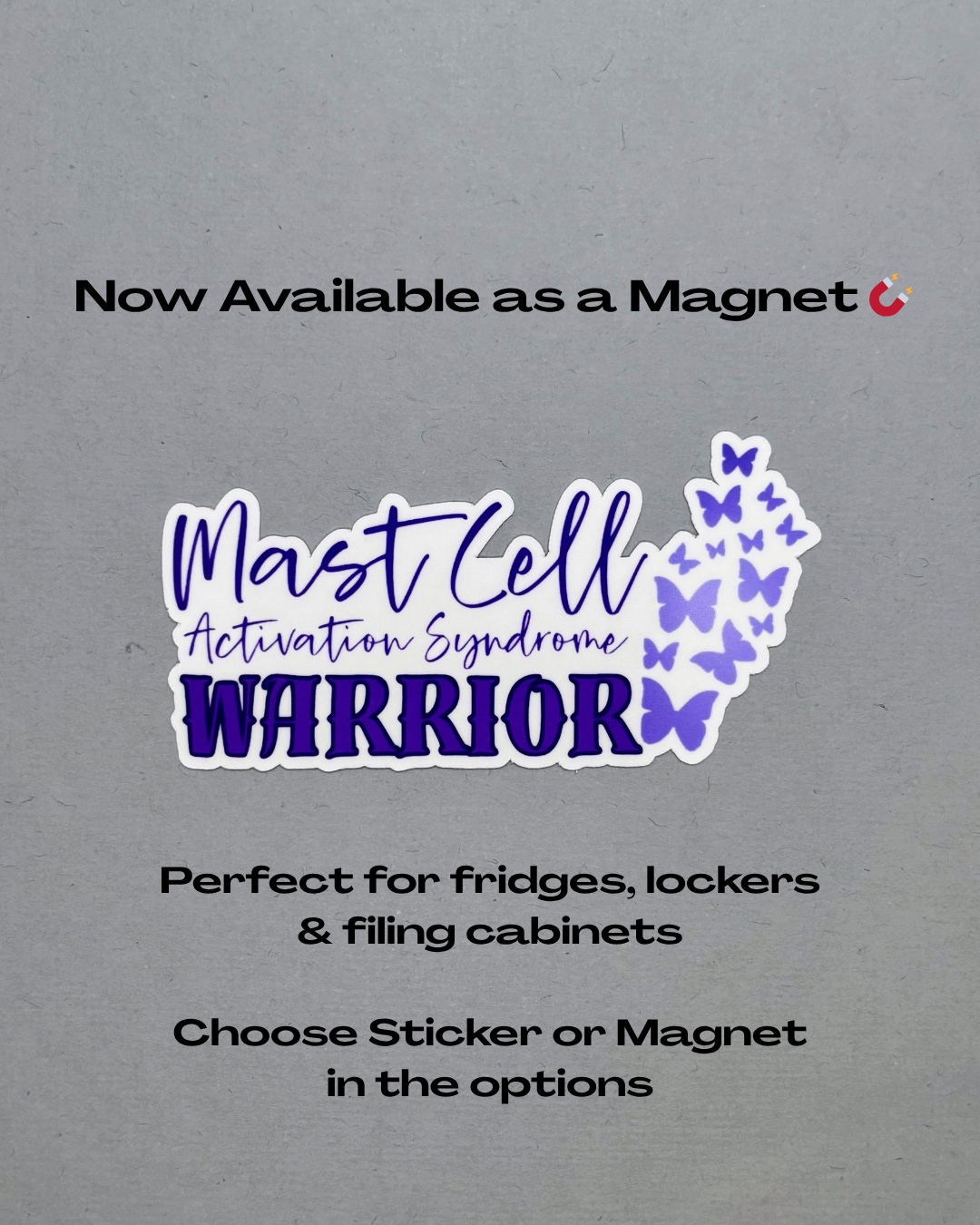 Mast Cell Activation Syndrome Warrior with Butterflies Sticker or Magnet