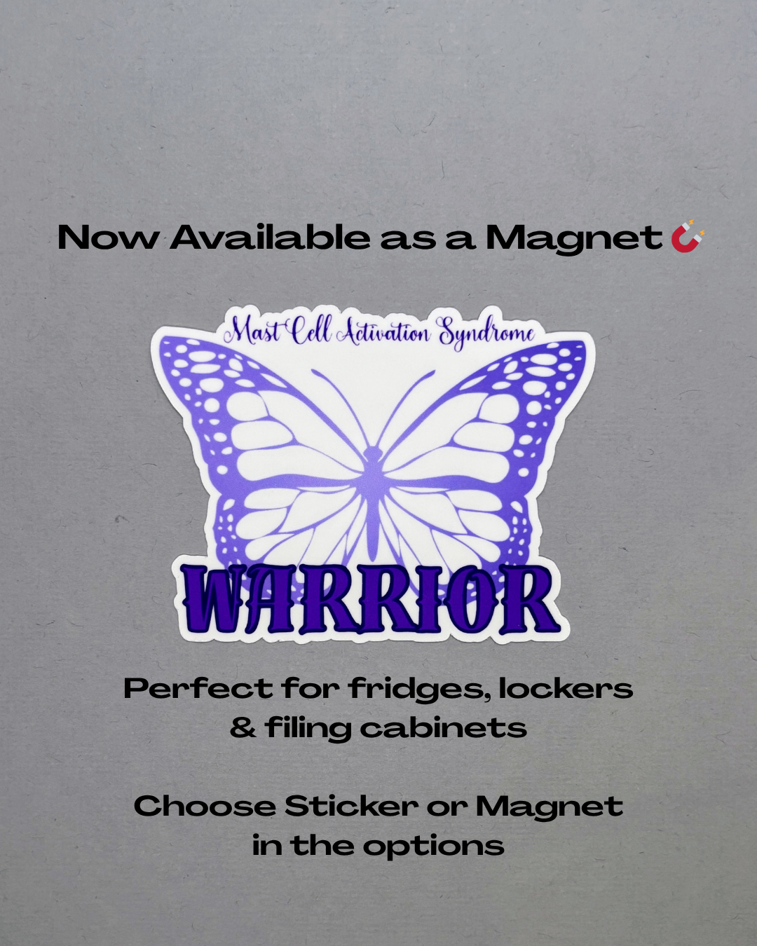 Mast Cell Activation Syndrome Warrior Butterfly Sticker or Magnet