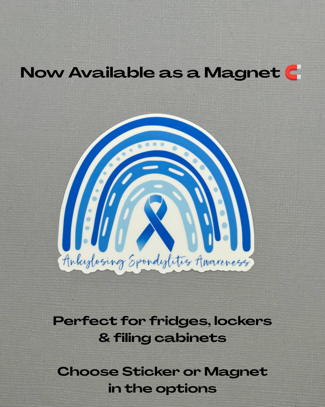 Ankylosing Spondylitis Awareness Rainbow Sticker or Magnet