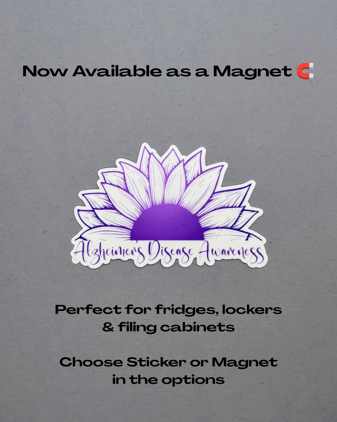 Alzheimer's Disease Awareness Sunflower Sticker or Magnet