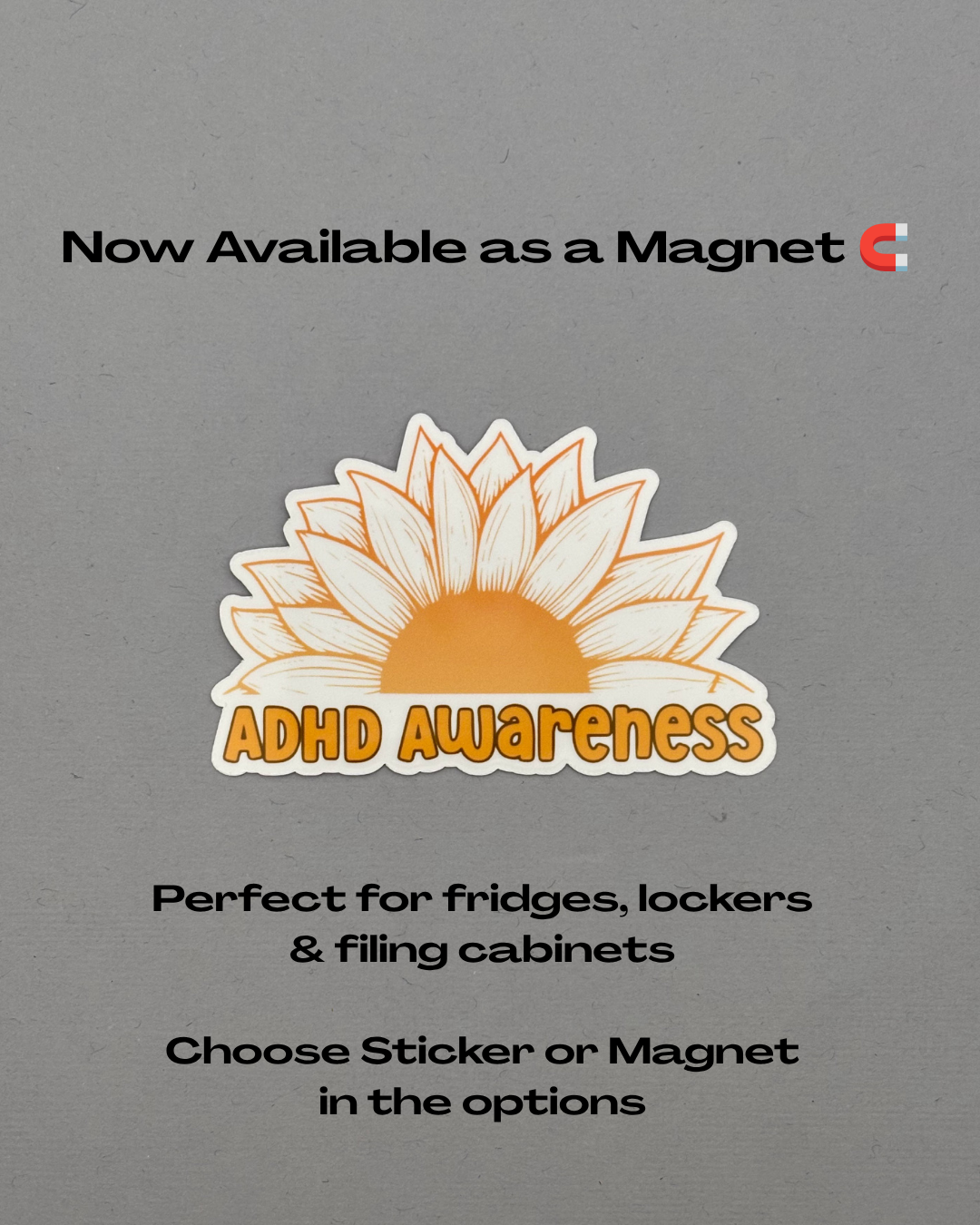 ADHD Awareness Sunflower Sticker or Magnet